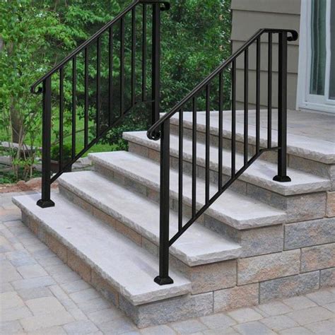 5 step handrail|5' outdoor stair railing.